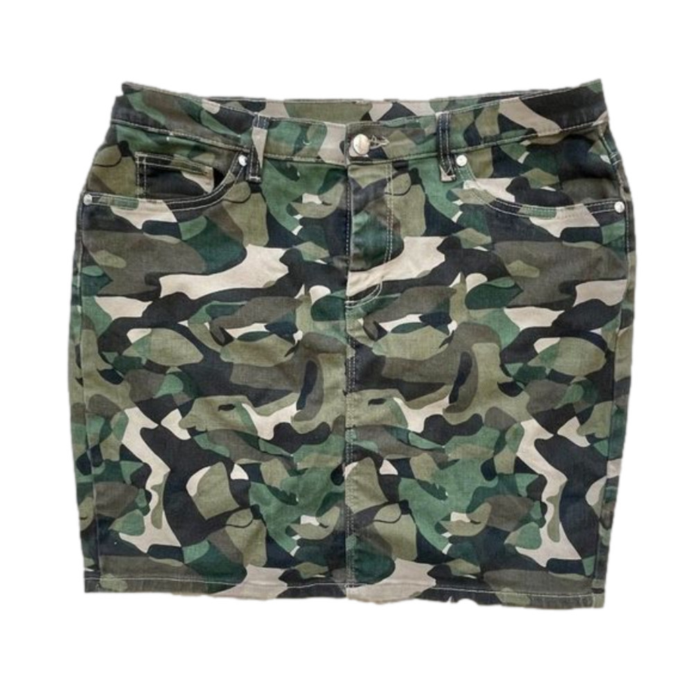 Venus Size 12 Jean Mini-Skirt with lots of stretch (Green Camo)